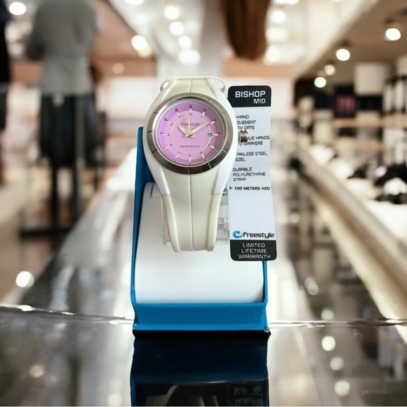 FREESTYLE Bishop Mid Watch Water Resistant Rubber Band White Sport Wristwatch - Picture 1 of 6